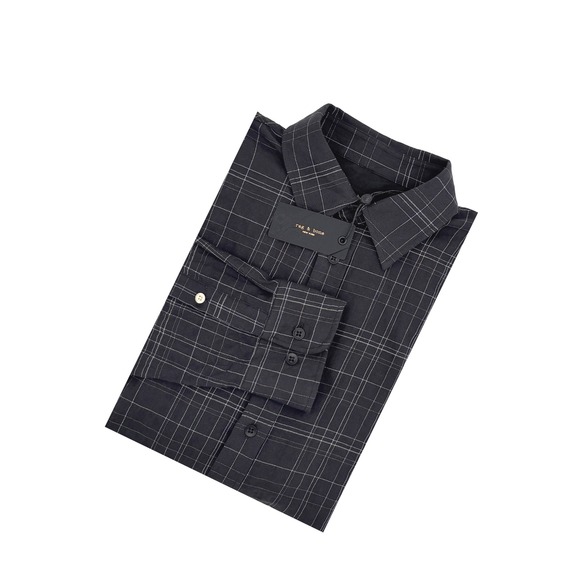 rag & bone Other - Rag & Bone Plaid Button Down Shirt Black Cotton Stretch Western Yoke Men's M NWT